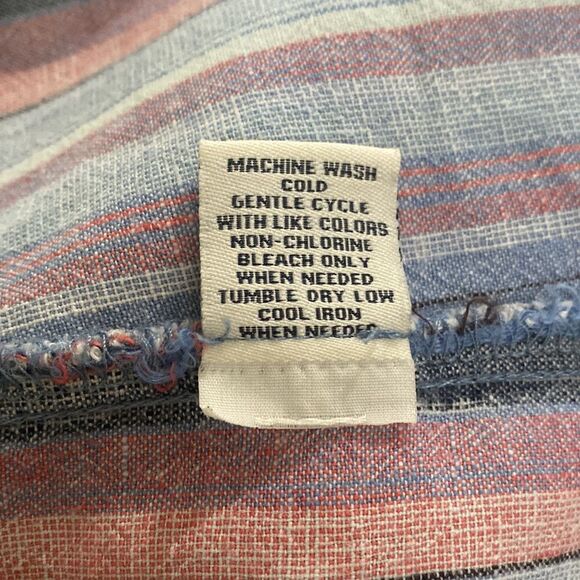 Caffe Marrakesh Linen Blend Striped Raw Hem & Sleeve Button Front Shirt Dress M - Picture 11 of 12